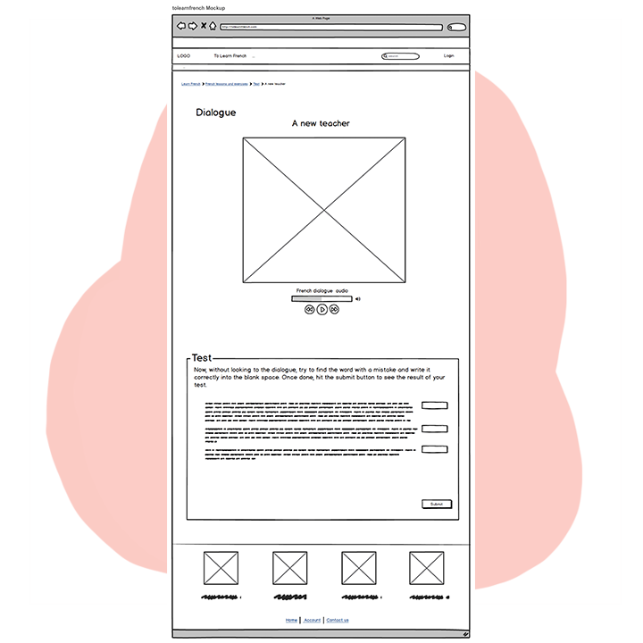 Sketches and wireframes of tolearnfrench